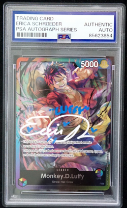 Luffy Signed Card One Piece Monkey D. Luffy Erica Schroeder PSA Authentic - Image 1
