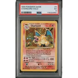 1999 POKEMON BASE SET UNLIMITED #4 CHARIZARD-HOLO PSA 5 - Image 1