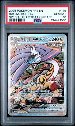 2025 POKEMON PRE EN-PRISMATIC EVOLUTIONS #166 RAGING BOLT EX PSA 10 - Image 1