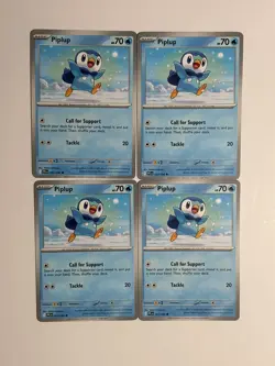 4x Playset Piplup 027/094 Pokemon ME02: Phantasmal Flames Regular Common 2025 - Image 1
