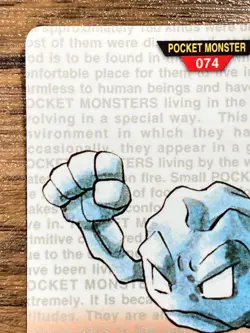 Pokemon Carddass Card Geodude File No.74 Bandai Pocket Monsters Red ver. 1996 - Image 3