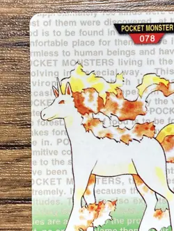 Pokemon Carddass Card Rapidash No.78 Bandai Pocket Monsters Green ver. 1996 - Image 3