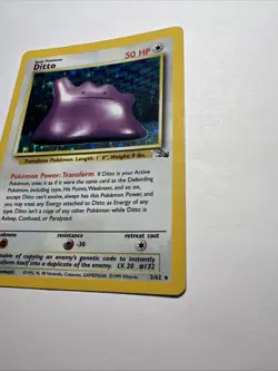 Ditto Holo Rare Vintage 3/62 Fossil Hypno Pokemon Card - Image 2