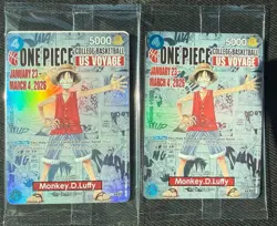 One Piece Monkey D. Luffy US Voyage College Basketball Promo Card x2 - Image 1