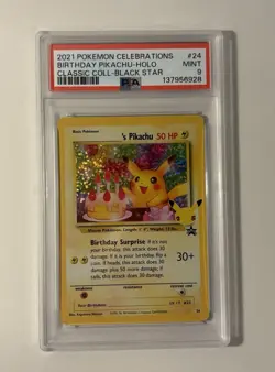 Pokemon TCG Birthday Pikachu Trading Card #24 Celebrations PSA 10 Gem Mint 2021 - Image 1