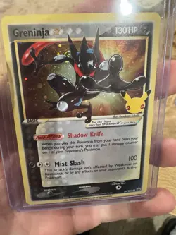 Pokemon Celebrations Greninja Gold Star SWSH144 with Swirl 🌀 Rare Behind Head - Image 1