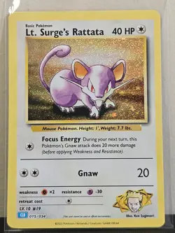 Pokemon TCG Classic Lt. Surge's Rattata CLB 015/034 NM/M Sparkle Holo - Image 1