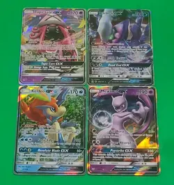 Pokemon NM Alternate Full Art GX's Lot Of 4 Mewtwo, Darkrai, Keldeo, Tapu Lele - Image 1