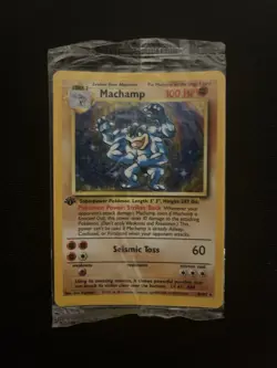 Pokemon TCG Machamp Holo Rare Card Base Set 8/102, 1st Edition, Factory Sealed - Image 1