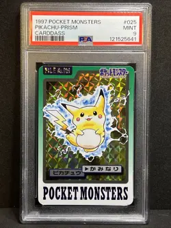 1997 POCKET MONSTERS CARDDASS #025 PIKACHU-PRISM PSA 9 - Image 1