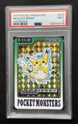 1997 PSA 9 Pikachu #025 Prism Bandai Carddass Japanese Pokemon Card MINT - Image 1