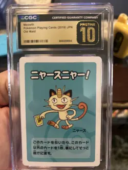 CGC 10 PRISTINE Meowth Old Maid 2019 Japanese Pokemon Card - Image 1