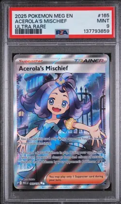 PSA 9 Pokemon TCG Acerola's Mischief 165/132 Mega Evolution - Image 1