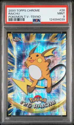 2000 TOPPS CHROME POKEMON T.V. TEKNO #26 RAICHU PSA 9 - Image 1