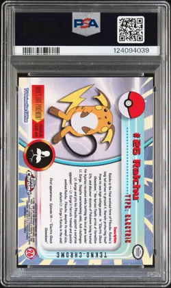 2000 TOPPS CHROME POKEMON T.V. TEKNO #26 RAICHU PSA 9 - Image 2
