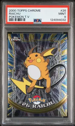 2000 TOPPS CHROME POKEMON T.V. #26 RAICHU PSA 9 - Image 1