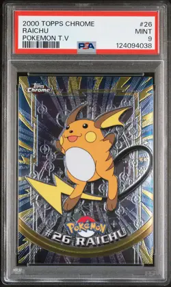 2000 TOPPS CHROME POKEMON T.V. #26 RAICHU PSA 9 - Image 1