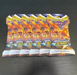Pokemon TCG Sword & Shield Brilliant Stars Sleeved Booster Pack Lot Of 6 Sealed - Image 1