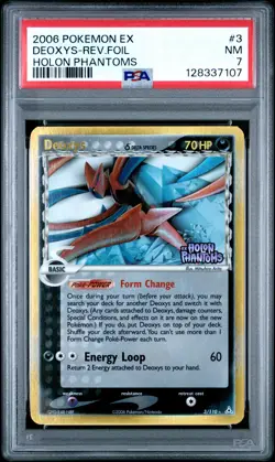 2006 POKEMON EX HOLON PHANTOMS #3 DEOXYS-REVERSE FOIL PSA 7 - Image 1
