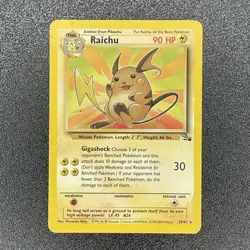 ⭐ Raichu 29/62 ⭐ Original Non Holo Rare Fossil Set Pokemon Card WOTC TCG 1999 - Image 2