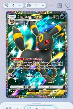 Pokemon TCG POCKET - Umbreon Full Art 2⭐, Wisdom of Sea and Sky, English - Image 3