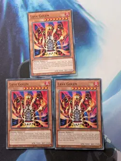 YuGiOh! Lava Golem SDSH-EN013 x3 PLAYSET 1st Ed - Image 1