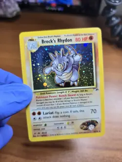 Brock's Rhydon 2/132 Gym Heroes Holo Unlimited Rare Pokemon TCG LP - Image 2