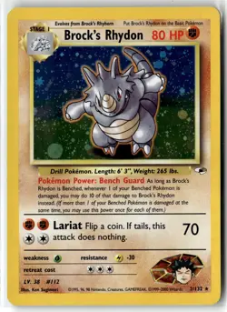Brock's Rhydon ⭐ 2/132 Holo Rare Gym Heroes 2000 Pokemon LP - Image 1
