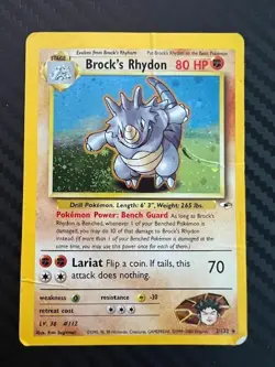 Pokemon TCG Brock's Rhydon Gym Heroes 2/132 Holo Unlimited Rare DMG - Image 1