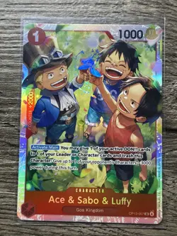 One Piece TCG Ace & Sabo & Luffy OP13-007 Super Rare Holo English NM - Image 1