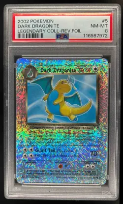 2002 Pokemon Legendary Collection Dark Dragonite Reverse Holo #5/110 PSA 8 - Image 1