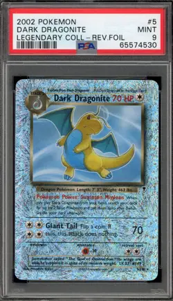 Pokemon Dark Dragonite Legendary Coll. Reverse Holo Rare #5 PSA 9 Mint - Image 1