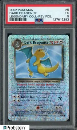 TCG 2002 Pokemon Legendary Collection #5 Dark Dragonite Holo PSA 5 EX - Image 1