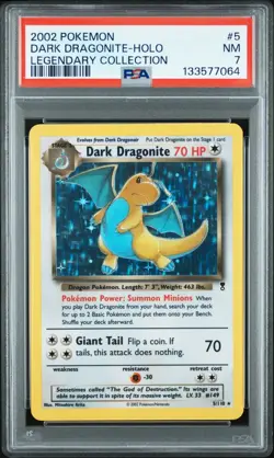 2002 POKEMON DARK DRAGONITE HOLO LEGENDARY COLLECTION #5 PSA 7 NEAR MINT - Image 1