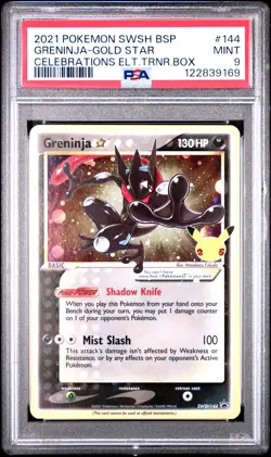 2021 POKEMON SWSH BLACK STAR PROMO #144 GRENINJA-GOLD STAR PSA 9 - Image 1