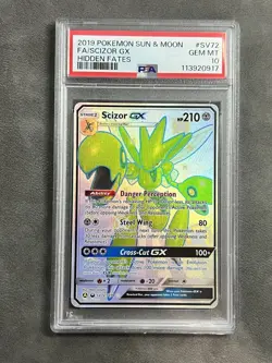 2019 Scizor GX Pokemon Sun and Moon FA Hidden Fates Shiny #SV72 PSA 10 Gem Mint - Image 1