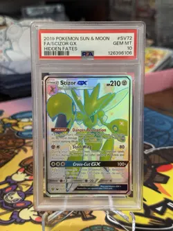 2019 Scizor GX Pokemon Sun and Moon FA Hidden Fates Shiny #SV72 PSA 10 Gem Mint - Image 1