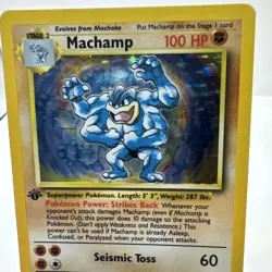 1st Edition Pokemon Machamp Holo - Card Number 8/102 - Image 1