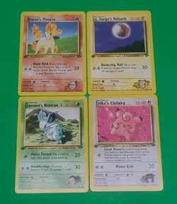 Pokemon Vintage 1st Edition GYM Challenge Cards Lot Of 4 NM Erika's Clefairy + - Image 1
