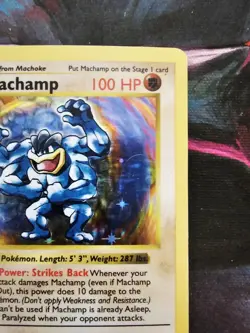 1995 1ST EDITION AUTHENTIC SUPER RARE HOLO FOIL MACHAMP POKEMON CARD MP - Image 5