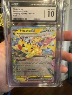 Pokemon TCG Surging Sparks Pikachu EX Card Gem Mint 10 - Image 1