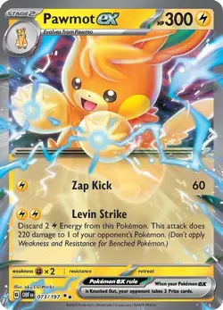 Pawmot ex - 073/197 - Pokemon Obsidian Flames SEALED Promo Ultra Rare Card NM - Image 1