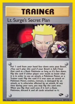 Lt. Surge's Secret Plan - 107/132 - Pokemon Gym Challenge Unlimited Rare Card LP - Image 1