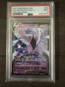 2021 POKEMON SWORD & SHIELD CHILLING REIGN #058 GALARIAN ARTICUNO V PSA 9 - Image 1