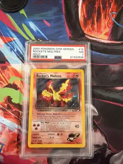 Rocket's Moltres #12/132 - 2000 Pokemon Gym Hero’s - PSA 7 With Swirl 🌀 - Image 1