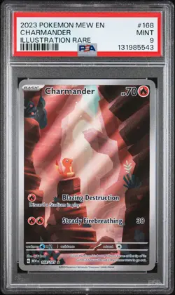 2023 POKEMON MEW EN-151 ILLUSTRATION RARE #168 CHARMANDER PSA 9 - Image 1
