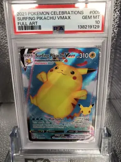 Pokemon Surfing Pikachu Vmax Full Art Celebrations 009/025 PSA 10 - Image 3