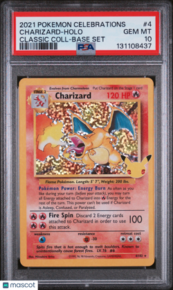 2021 Pokemon Celebrations Classic Col. 25th Charizard Holo Base Set PSA 10 #4 - Image 1