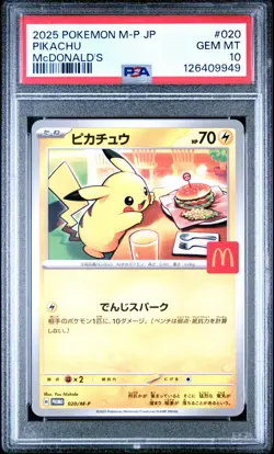2025 POKEMON JAPANESE M-P PROMO MCDONALD'S #020 PIKACHU PSA 10 - Image 1
