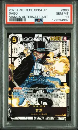 2023 ONE PIECE JPN OP04-KINGDOMS OF INTRIGUE MANGA ALTERNATE ART SABO PSA 10 - Image 1